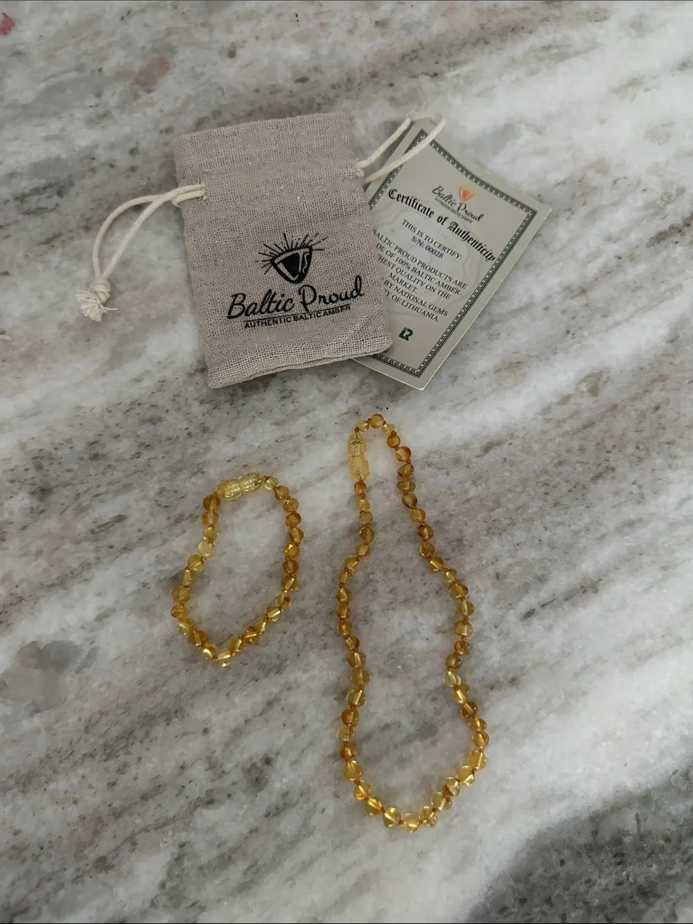 Baltic Proud Amber Necklace and Bracelet Set - Honey Yellow